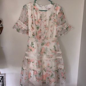 Rachel Parcell Mixed Lace Fit & Flare Dress